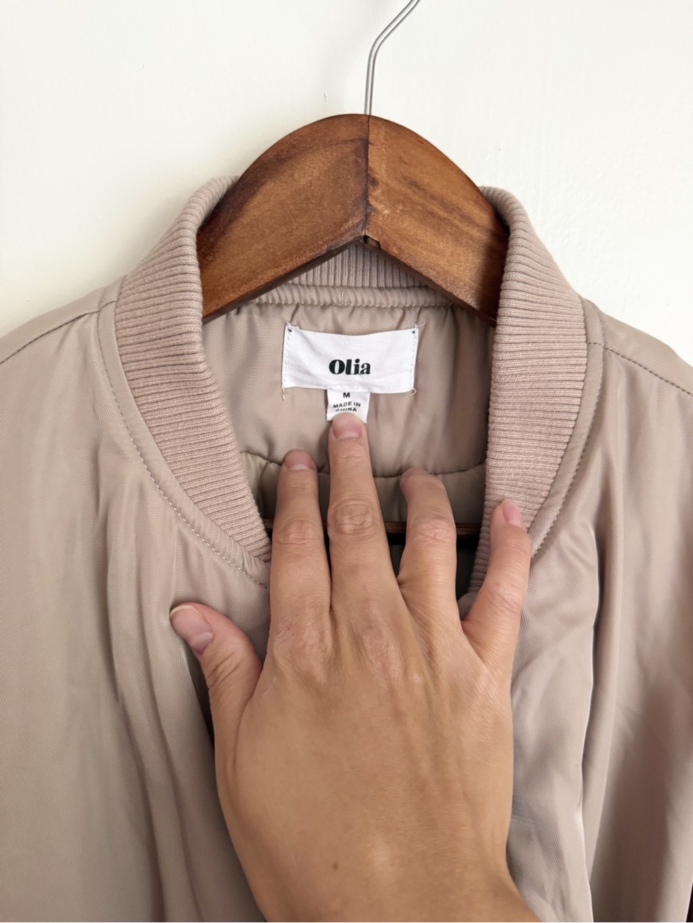 Olia Oversized Bomber Jacket Taupe - Lightweight Casual Bomber - Picture 4 of 14